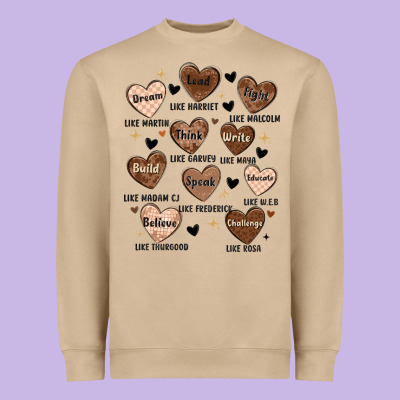 Black History Month Hearts Heavyweight Sweatshirt Designed By Maliassmallbusiness