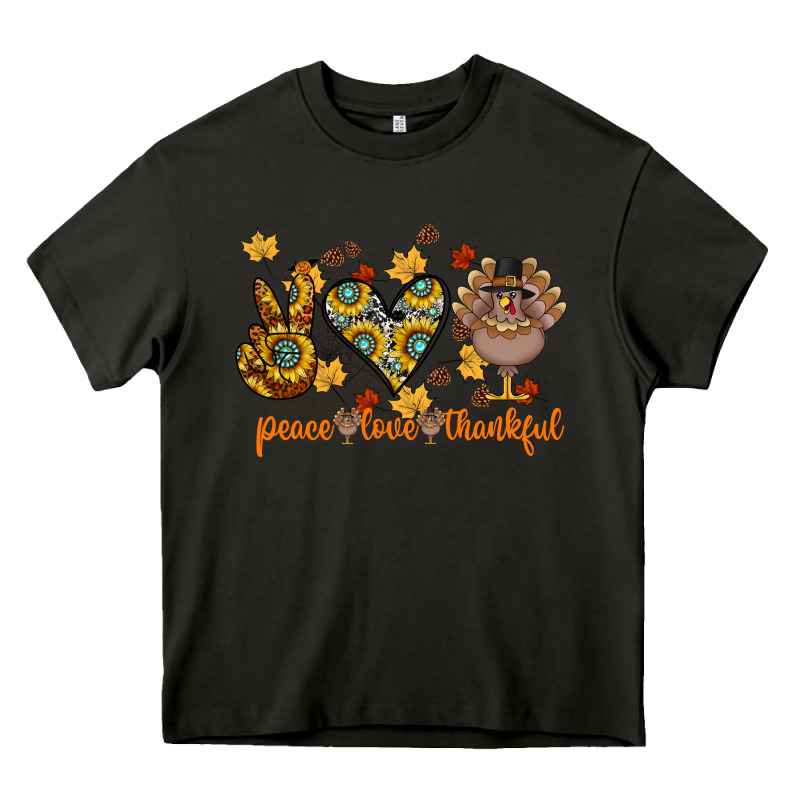 Peace Love Thankful Heavy Core Tee by CowhideDigitalArt | Teevron