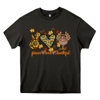 Asphalt Peace Love Thankful Heavy Core Tee - CowhideDigitalArt
