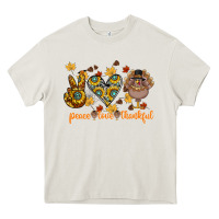 Cream Peace Love Thankful Heavy Core Tee - CowhideDigitalArt