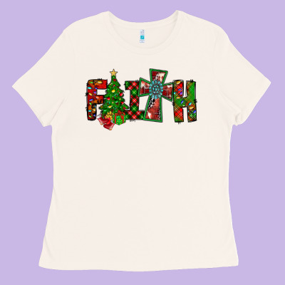 Christmas Faith With Cross Ladies Tee Designed By Cowhidedigitalart