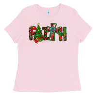 Bubblegum Pink christmas faith with cross Ladies Tee - CowhideDigitalArt