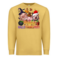 Antique Gold Happy Hallothanksmas Pigs Premium Sweatshirt - NancyCooperArtShop