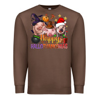 Chestnut Happy Hallothanksmas Pigs Premium Sweatshirt - NancyCooperArtShop