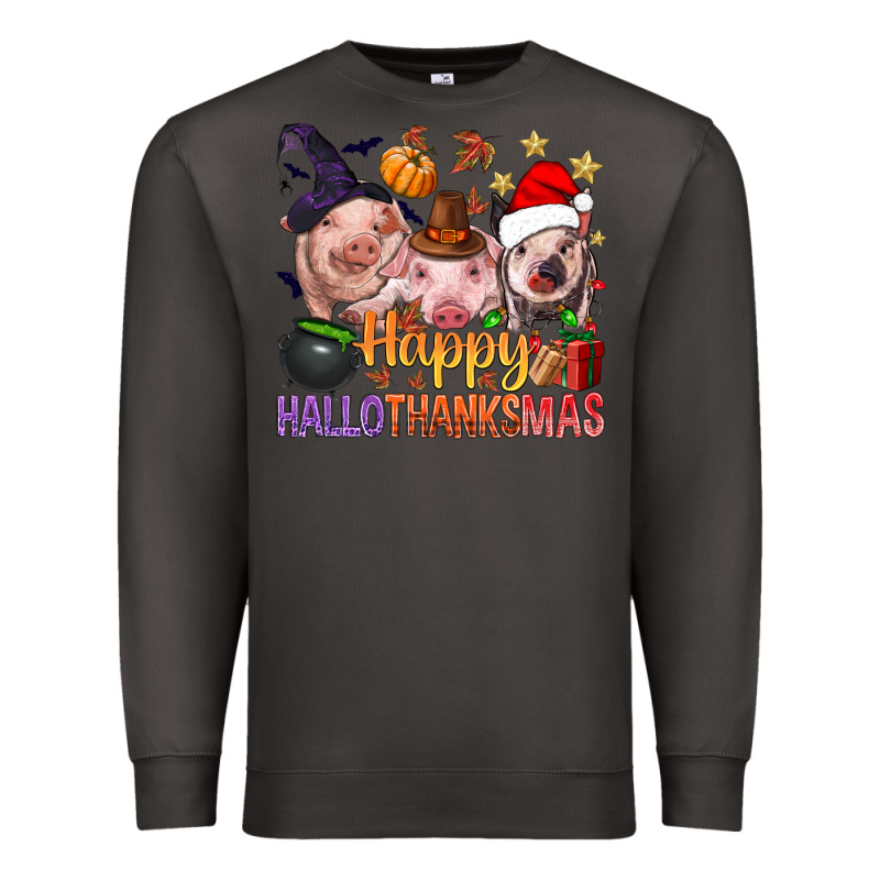 Happy Hallothanksmas Pigs Premium Sweatshirt by NancyCooperArtShop | Teevron