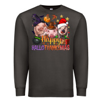 Smoke Happy Hallothanksmas Pigs Premium Sweatshirt - NancyCooperArtShop