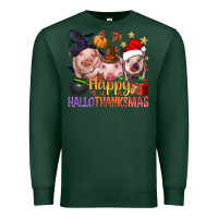 Sports Green Happy Hallothanksmas Pigs Premium Sweatshirt - NancyCooperArtShop