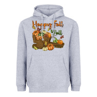 Heather Grey Happy Fall Y'all Heavyweight Hoodie - texasbilliewilder