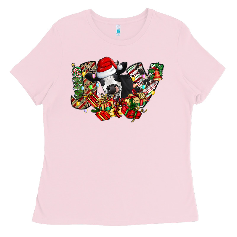 Christmas Joy Cow Ladies Tee by CowhideDigitalArt | Teevron