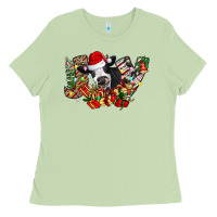 Matcha Christmas Joy Cow Ladies Tee - CowhideDigitalArt