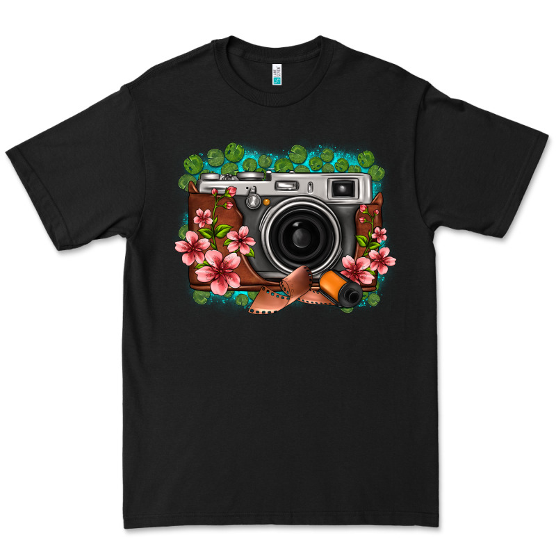 Floral Lotus Leaf Film Roll Vintage Camera Premium Tee by FaDigitalArtStudio | Teevron