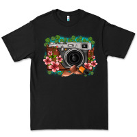 Black floral lotus leaf film roll vintage camera Premium Tee - FaDigitalArtStudio