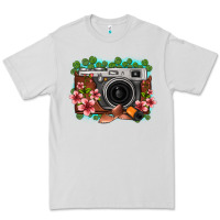 Dove Grey floral lotus leaf film roll vintage camera Premium Tee - FaDigitalArtStudio