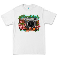 White floral lotus leaf film roll vintage camera Premium Tee - FaDigitalArtStudio