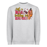Heather Grey just a nail boss building her empire Heavyweight Sweatshirt - MaliasSmallBusiness