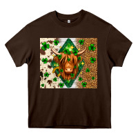 Chocolate Brown St. Patrick's Day Highland cow Heavy Core Tee - Neo Western