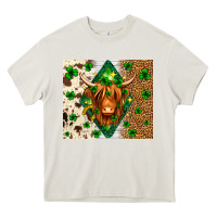 Cream St. Patrick's Day Highland cow Heavy Core Tee - Neo Western