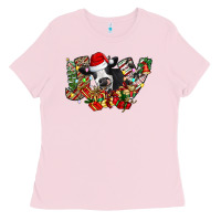 Bubblegum Pink Christmas Joy Cow Ladies Tee - CowhideDigitalArt