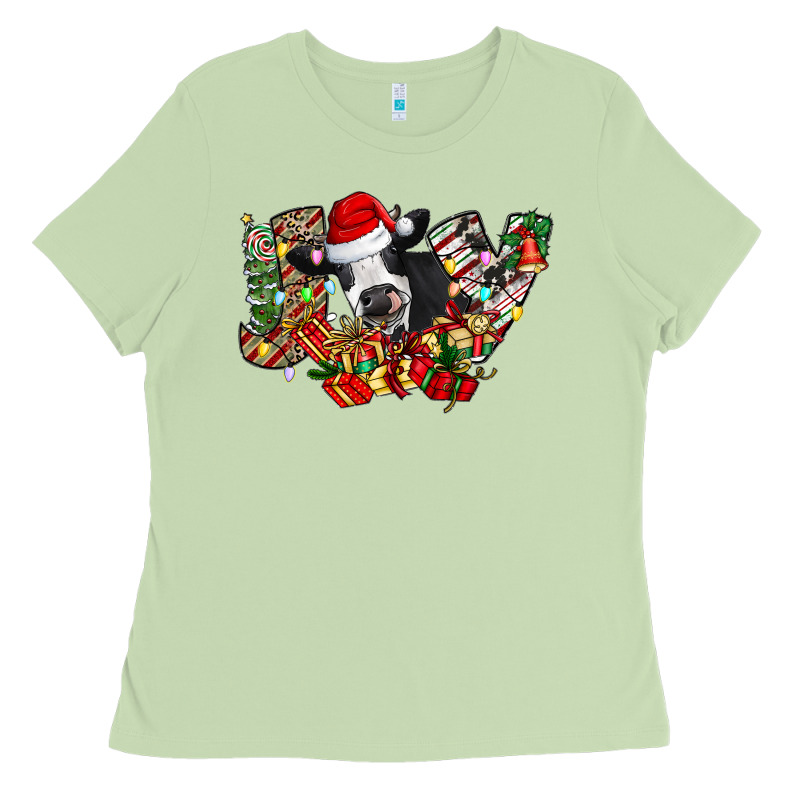 Christmas Joy Cow Ladies Tee by CowhideDigitalArt | Teevron