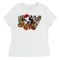 White Christmas Joy Cow Ladies Tee - CowhideDigitalArt