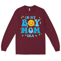 Burgundy in my boy mom era Long Sleeve Tee - MaliasSmallBusiness