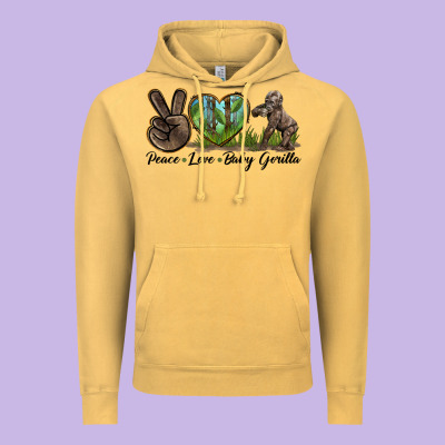 Peace Love Baby Gorilla Vintage Hoodie Designed By Lillyallendesigns