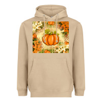 Mushroom Fall Pumpkins with Flowers Heavyweight Hoodie - texasbilliewilder