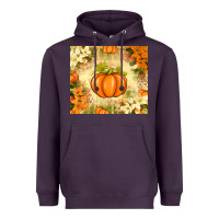 Plum Fall Pumpkins with Flowers Heavyweight Hoodie - texasbilliewilder