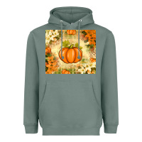 Sage Fall Pumpkins with Flowers Heavyweight Hoodie - texasbilliewilder