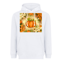 White Fall Pumpkins with Flowers Heavyweight Hoodie - texasbilliewilder