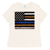 Bone Back to blue USA flag leopard police 20oz tumbler Ladies Tee - Neo Western