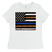 White Back to blue USA flag leopard police 20oz tumbler Ladies Tee - Neo Western