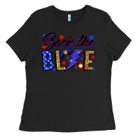 Black Back the blue with lightning bolt Ladies Tee - Neo Western
