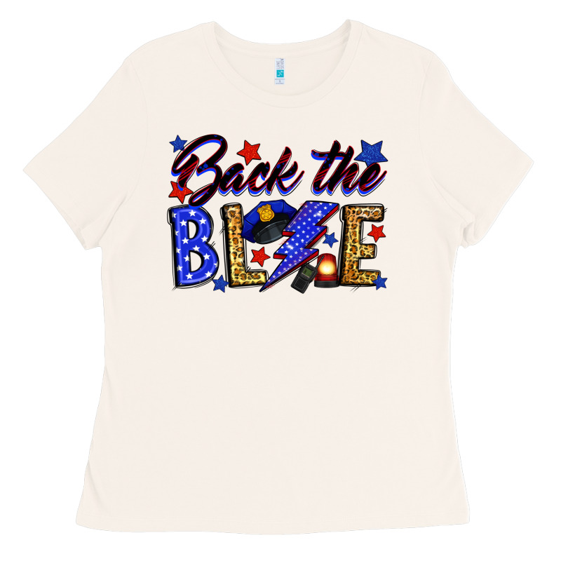 Back The Blue With Lightning Bolt Ladies Tee by Neo Western | Teevron