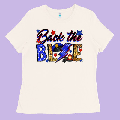 Back The Blue With Lightning Bolt Ladies Tee Designed By Neo Western