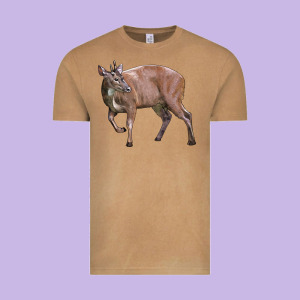 Red Brocket Buck Deer Vintage Tee Designed By Lillyallendesigns