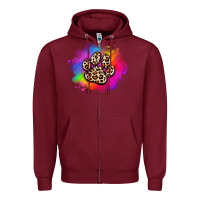 Burgundy pride dog paw Zipper Hoodie - Artiststas