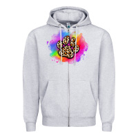 Heather Grey pride dog paw Zipper Hoodie - Artiststas