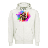 Oatmeal Heather pride dog paw Zipper Hoodie - Artiststas