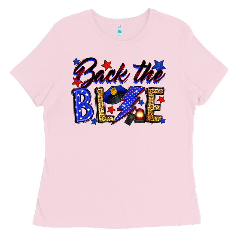 Back The Blue With Lightning Bolt Ladies Tee by Neo Western | Teevron