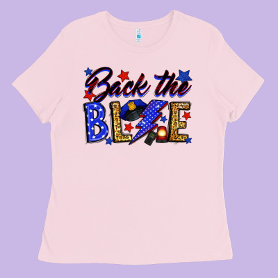 Back The Blue With Lightning Bolt Ladies Tee Designed By Neo Western