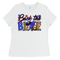 White Back the blue with lightning bolt Ladies Tee - Neo Western