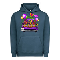 Pigment Midnight Navy mardi gras farm truck back view Urban Hoodie - FaDigitalArtStudio