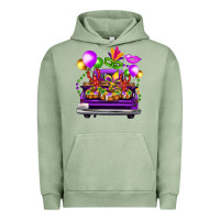 Pigment Oil Green mardi gras farm truck back view Urban Hoodie - FaDigitalArtStudio