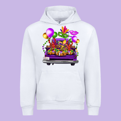 Mardi Gras Farm Truck Back View Urban Hoodie Designed By Fadigitalartstudio