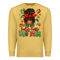 Antique Gold santas favorite dog mom afro messy bun Premium Sweatshirt - texasbilliewilder