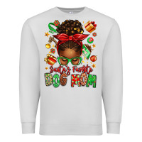 Dove Grey santas favorite dog mom afro messy bun Premium Sweatshirt - texasbilliewilder