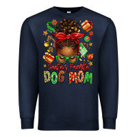 Navy santas favorite dog mom afro messy bun Premium Sweatshirt - texasbilliewilder