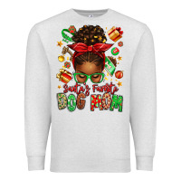 Oatmeal Heather santas favorite dog mom afro messy bun Premium Sweatshirt - texasbilliewilder