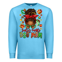Ocean Blue santas favorite dog mom afro messy bun Premium Sweatshirt - texasbilliewilder
